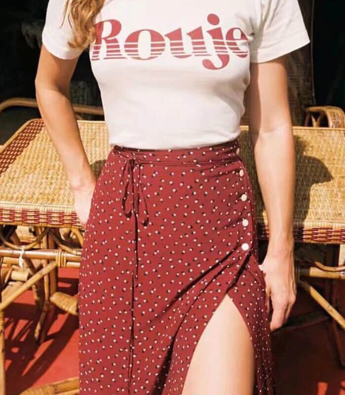 Vintage Floral Print Bandages Split Long Skirt 4