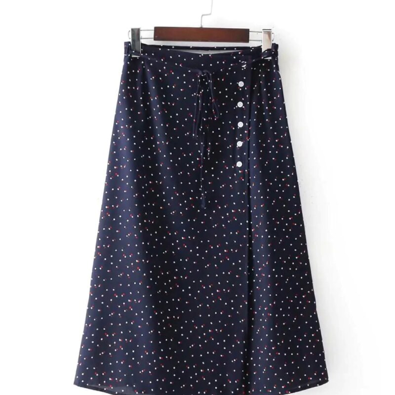Vintage Floral Print Bandages Split Long Skirt