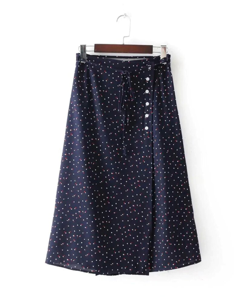 Vintage Floral Print Bandages Split Long Skirt