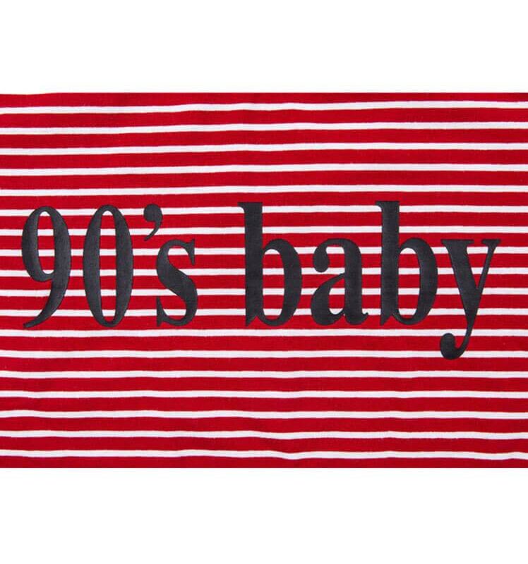 90‘s BABY Letter Print Striped Red T-Shirt