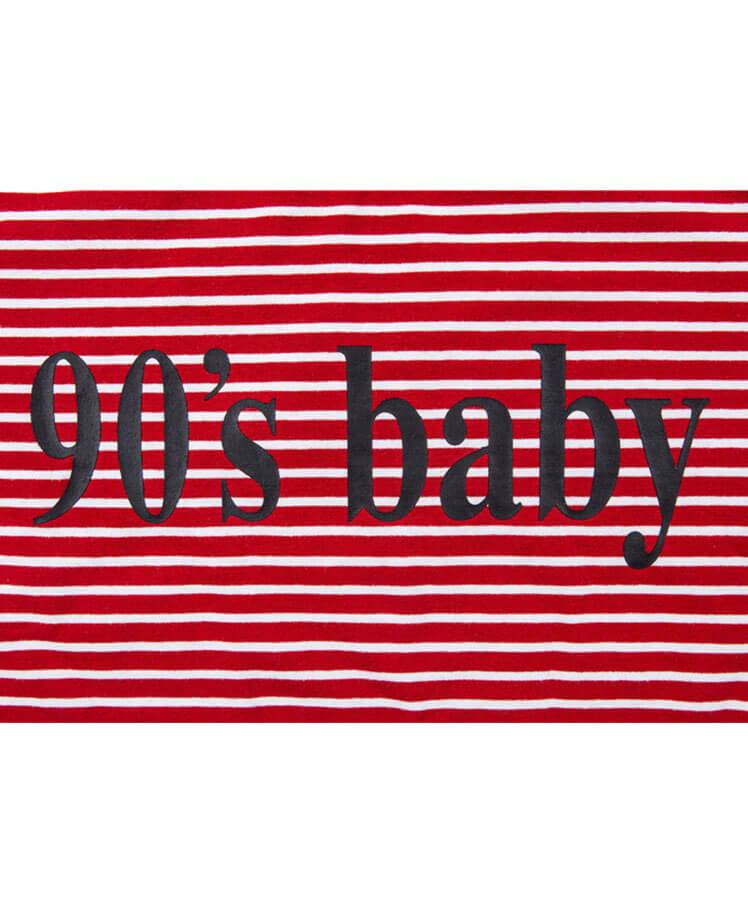90‘s BABY Letter Print Striped Red T-Shirt