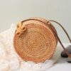 Vintage Handmade Rattan woven Round Shoulder Bag