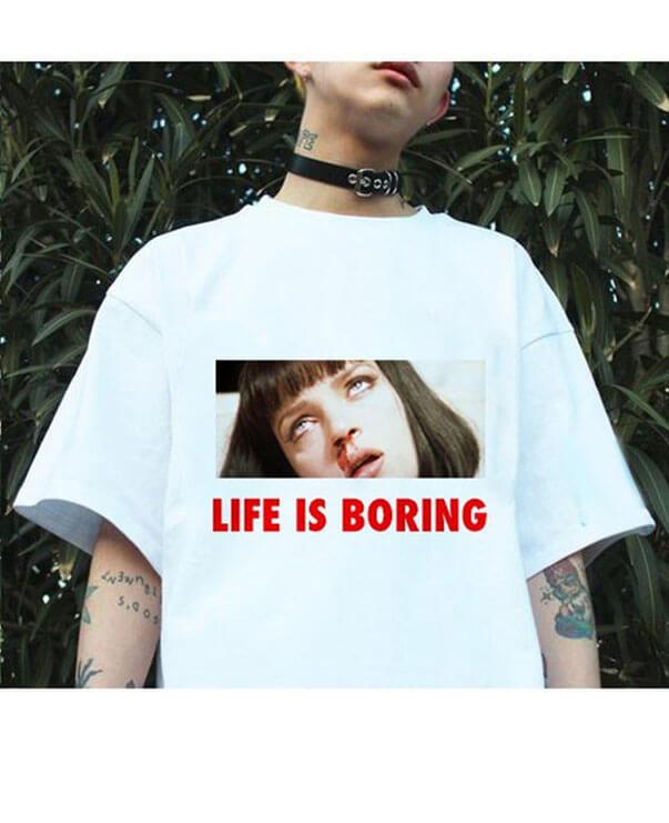 Harajuku "Life is Boring" Printed T-shirt