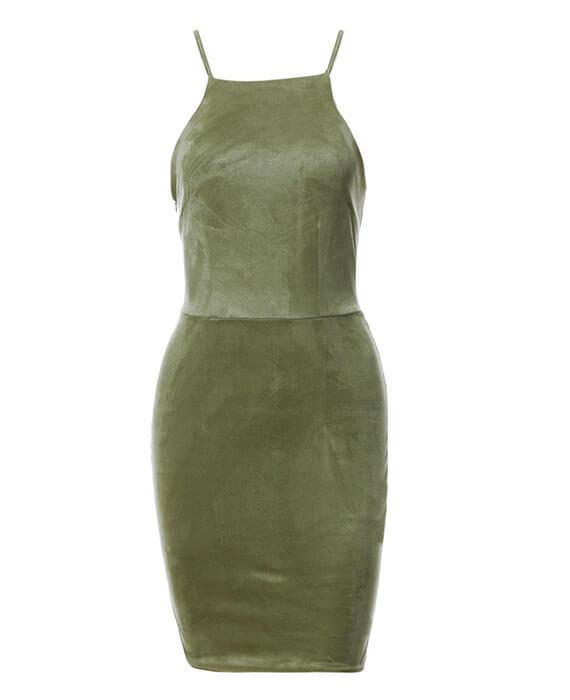 Halter Neck Strapless Back Lace Up Bodycon Dress