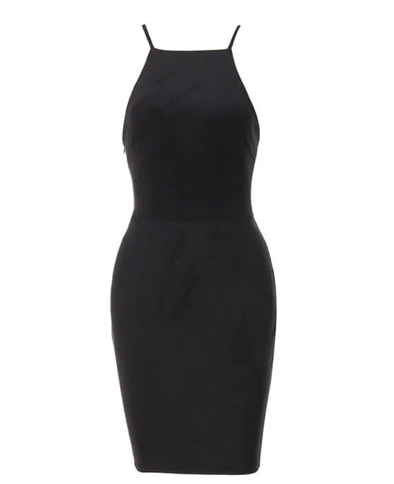 Halter Neck Strapless Back Lace Up Bodycon Dress