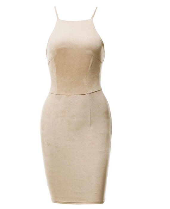 Halter Neck Strapless Back Lace Up Bodycon Dress