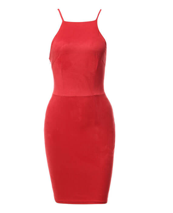 Halter Neck Strapless Back Lace Up Bodycon Dress