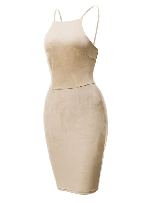 Halter Neck Strapless Back Lace Up Bodycon Dress
