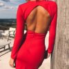 V-Neck Backless Bodycon Dress