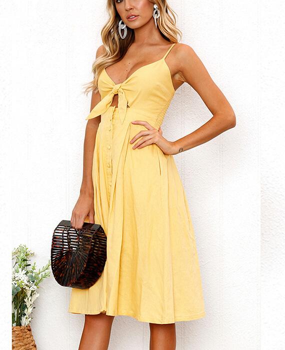 Spaghetti Strap Cold Shoulder Dress