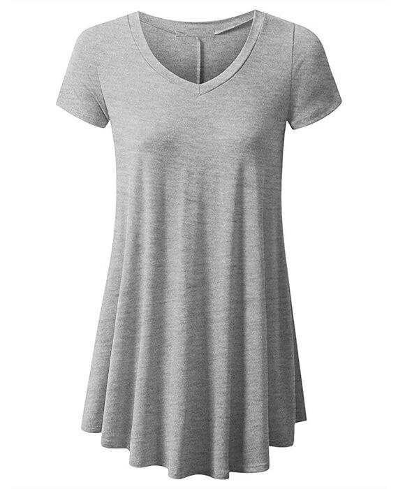 Short Sleeves Flare Tunic Tops Shirt