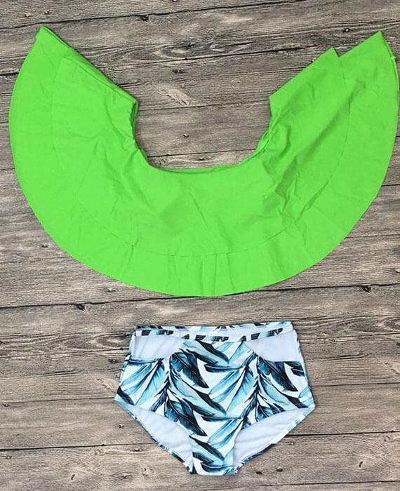 Two Piece Off Shoulder Ruffled Bikini Set