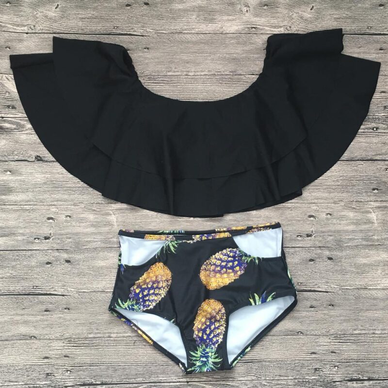 Two Piece Off Shoulder Ruffled Bikini Set