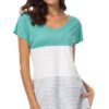 O-Neck Stitching Striped Short Sleeve T-Shirt
