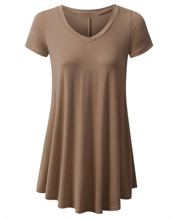 Short Sleeves Flare Tunic Tops Shirt