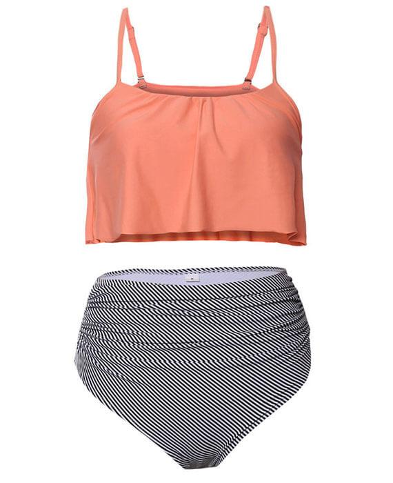 Straps Shoulder Two Pieces High Waist Bikini Sets