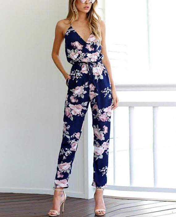 Spaghetti Strap Jumpsuit Blue Jumpsuit