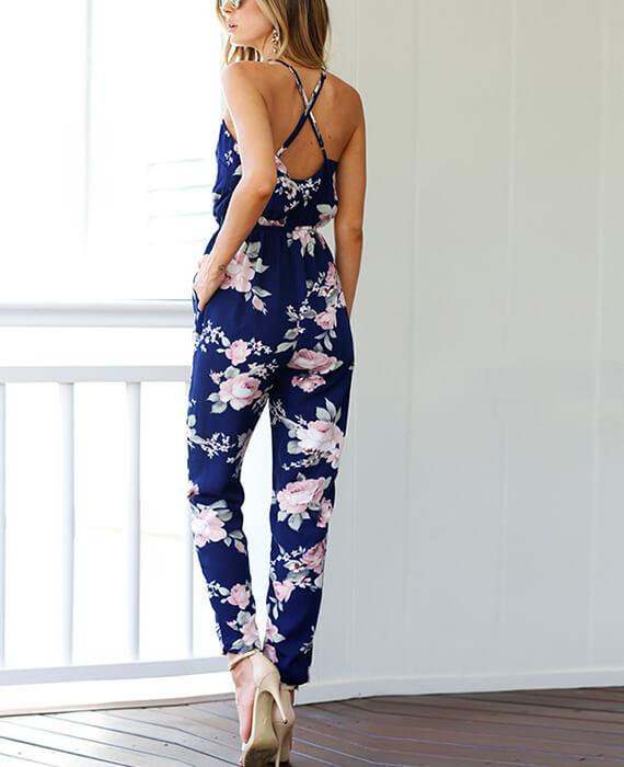 Spaghetti Strap Jumpsuit Blue Jumpsuit-2