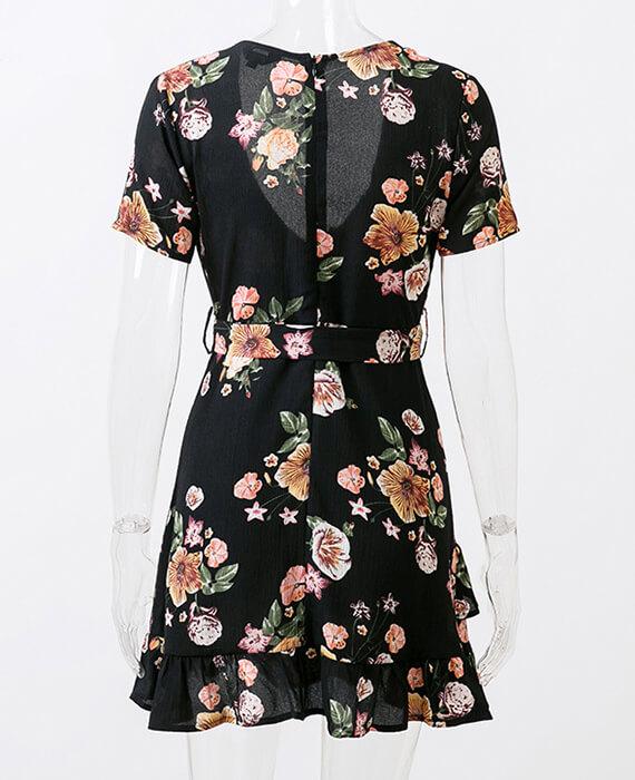 Bohemian Style Deep V-Neck Floral Print Dress 4
