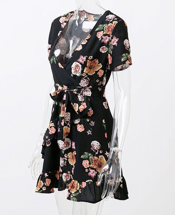 Bohemian Style Deep V-Neck Floral Print Dress 5