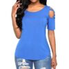 Casual Crisscross Cold Shoulder Basic T-Shirt