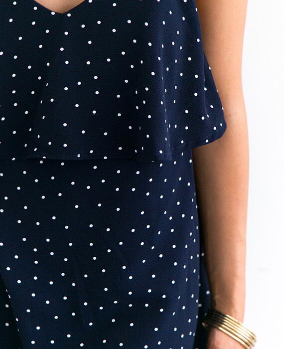 Polka V-neck A-line Dot Chiffon Dresses