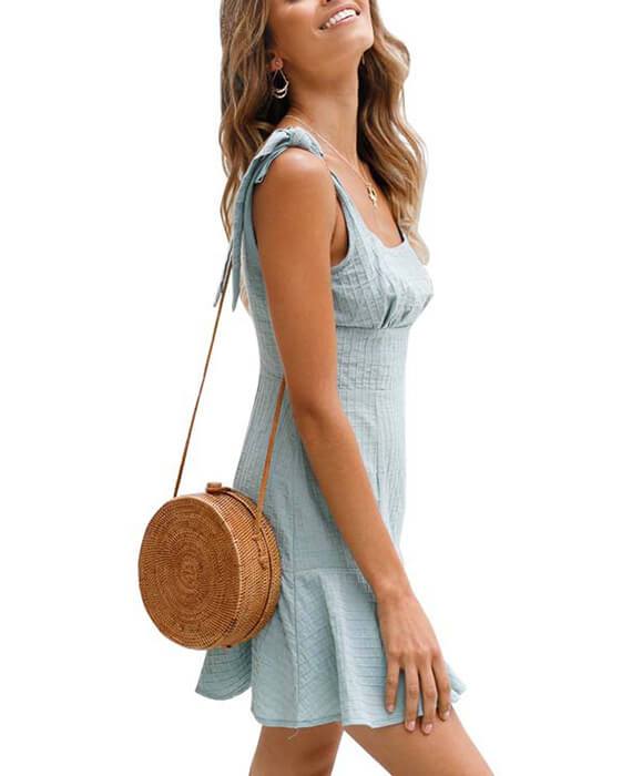 Sweet Plaid Ruffles Solid Color Mini Dress