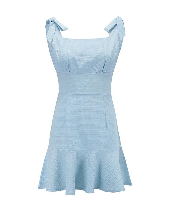 Sweet Plaid Ruffles Solid Color Mini Dress
