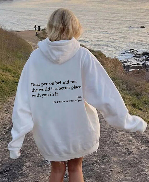 Solid Color Back Print Drawstring Hoodie 6