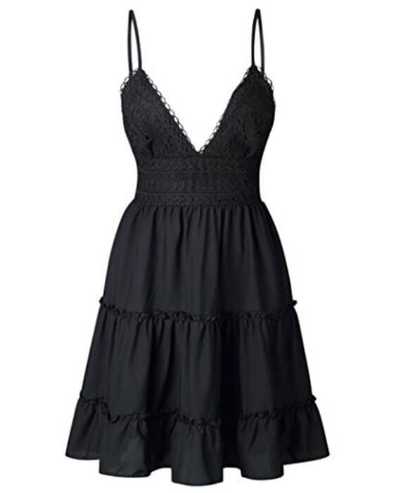 Lace Backless V-neck Sleeveless Mini Sundress