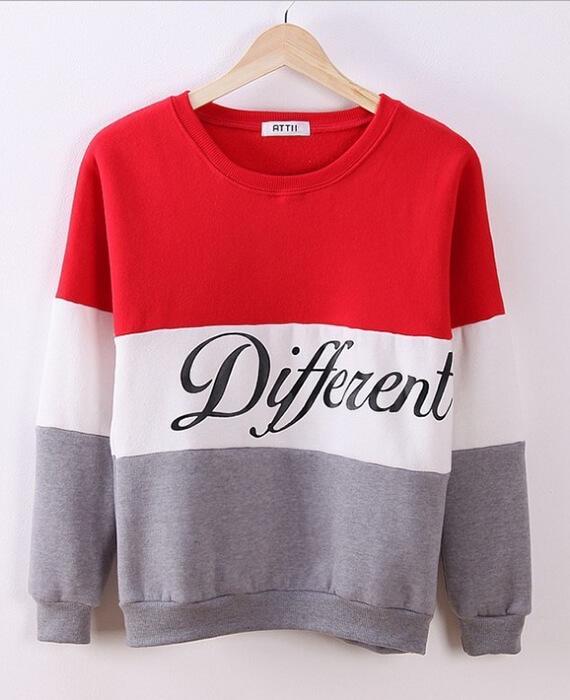Patchwork College Crewneck Sweatshirts