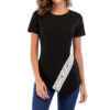 Irregular Hem Lace Button T-shirts