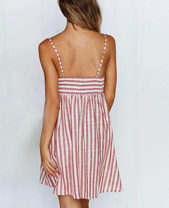 Stripes Sexy Bow Tie Sleeveless Dresses