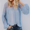 Long Sleeve Perspective Lace Blouse-1
