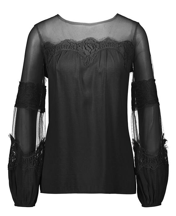 Long Sleeve Perspective Lace Blouse