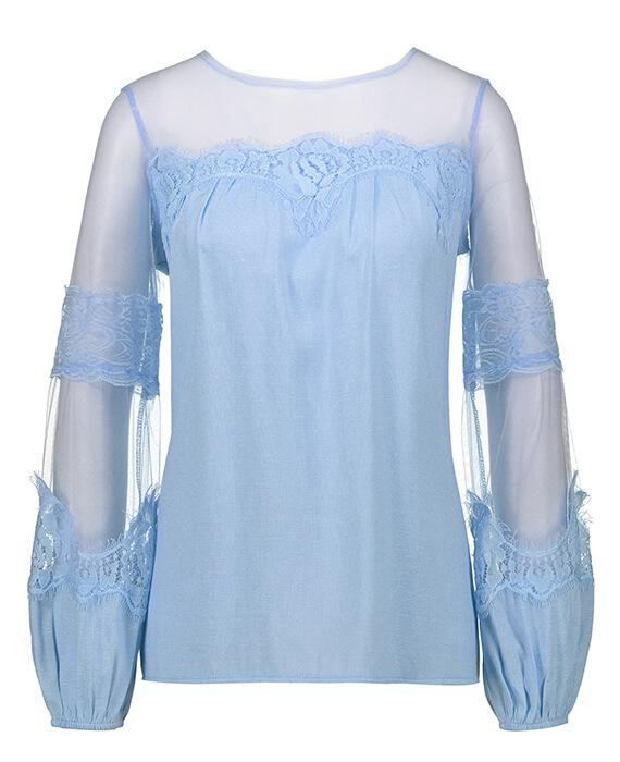 Long Sleeve Perspective Lace Blouse