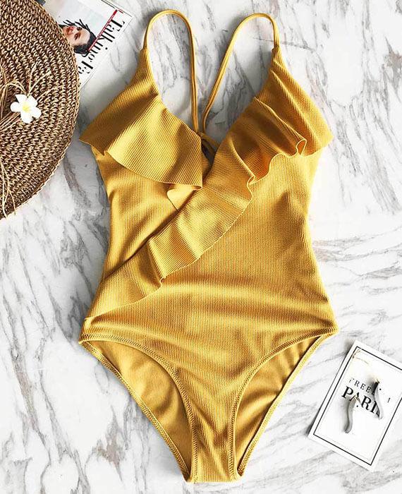 Sexy Push-Up Ruffle One Piece Swimsuit-2