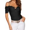Spaghetti Straps Wrap Bra Lace Shirts