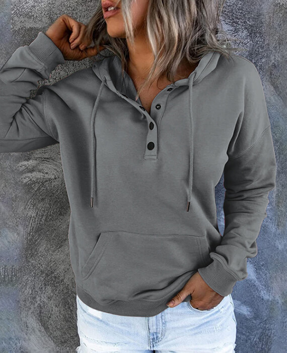 Loose Casual Hooded Drawstring Pocket Hoodie 4