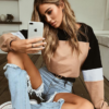 Color Patchwork Women Cropped Hoodie-1