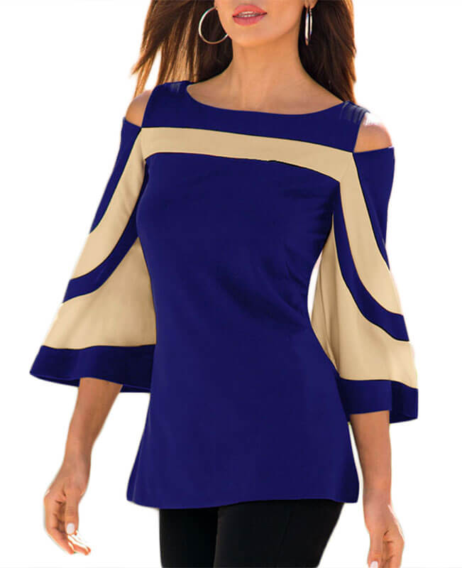Bat Sleeve Cold Shoulder Shirts