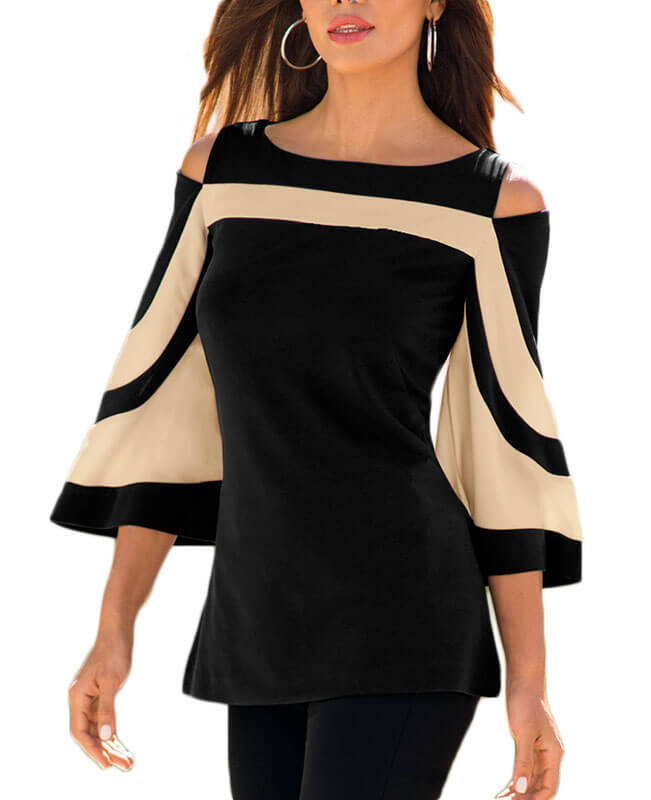 Bat Sleeve Cold Shoulder Shirts