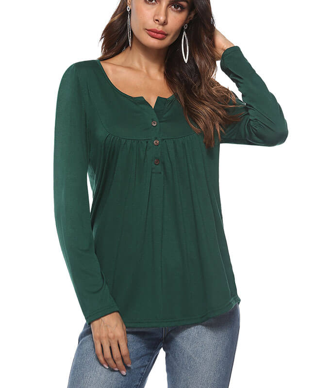 Casual Long Sleeve Button Ruffle Shirts