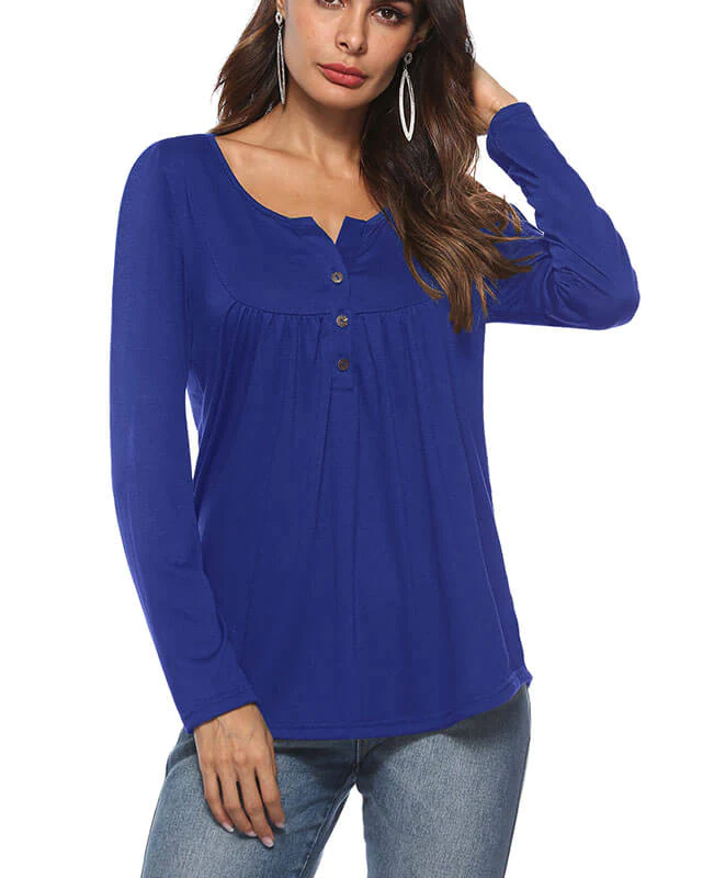 Casual Long Sleeve Button Ruffle Shirts