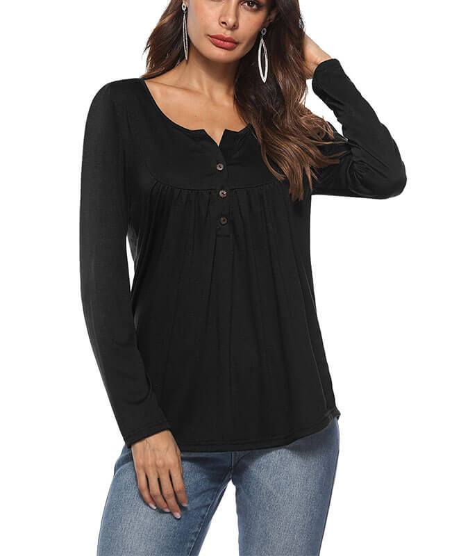 Casual Long Sleeve Button Ruffle Shirts