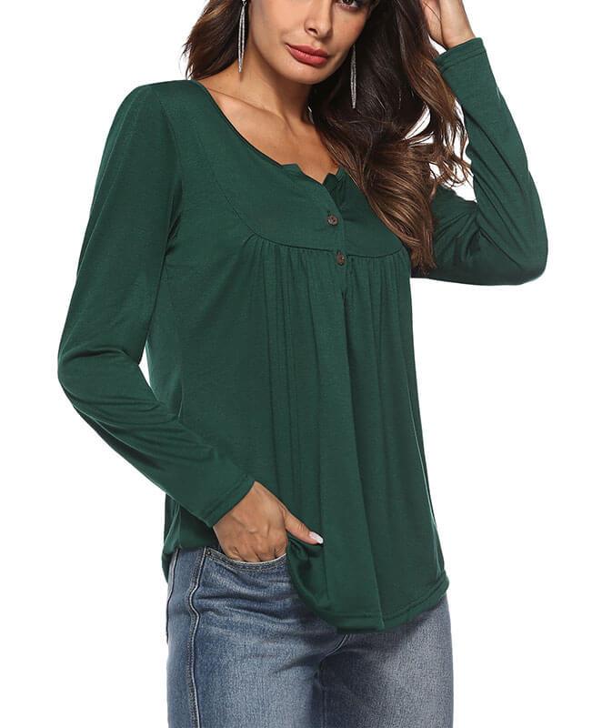 Casual Long Sleeve Button Ruffle Shirts-5