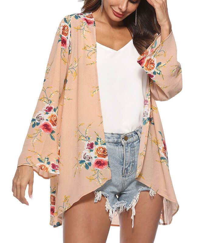 Chiffon Loose Floral Kimono Cardigan-2