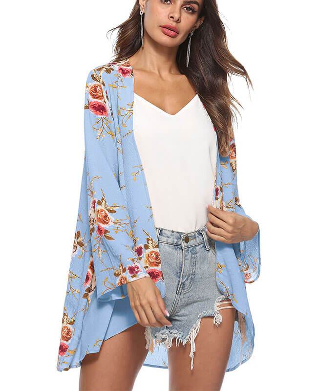 Chiffon Loose Floral Kimono Cardigan-1