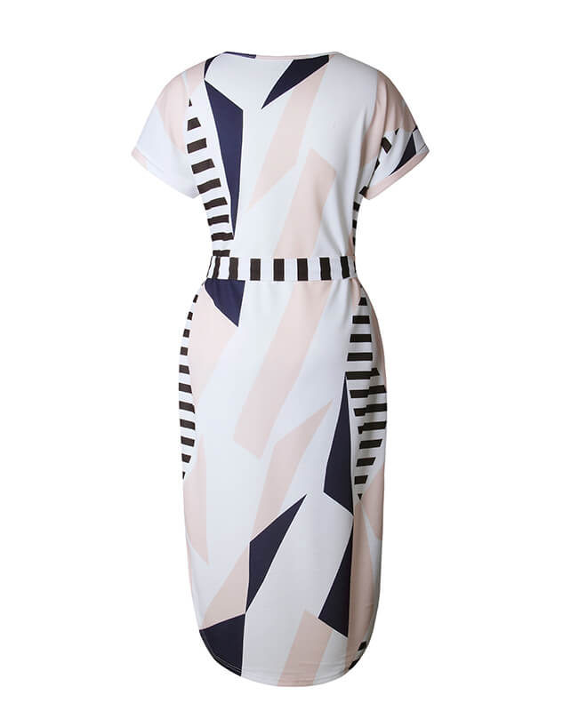 Geometric Pattern Color Block Dress