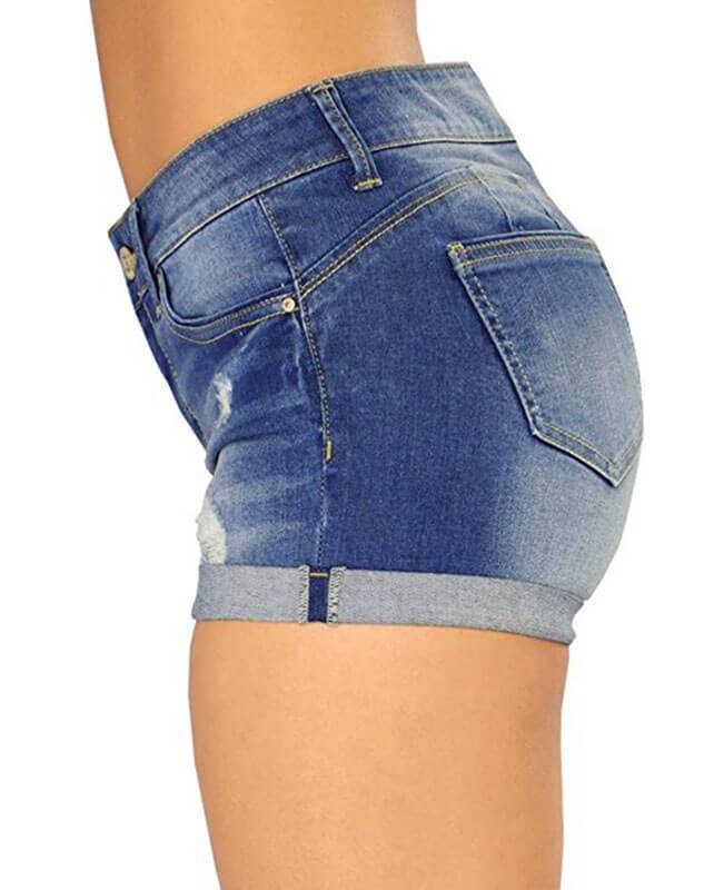 Blue jean shorts with holes new arrivals
